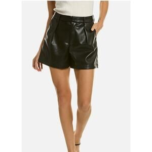 7 For All Mankind Faux Leather Pleated Shorts Black S